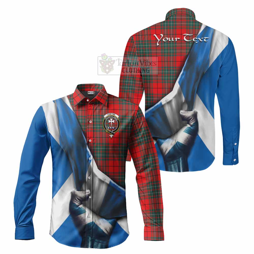 Tartan Vibes Clothing Cheyne Tartan Long Sleeve Button Shirt with Family Crest Scotland Patriotic Style