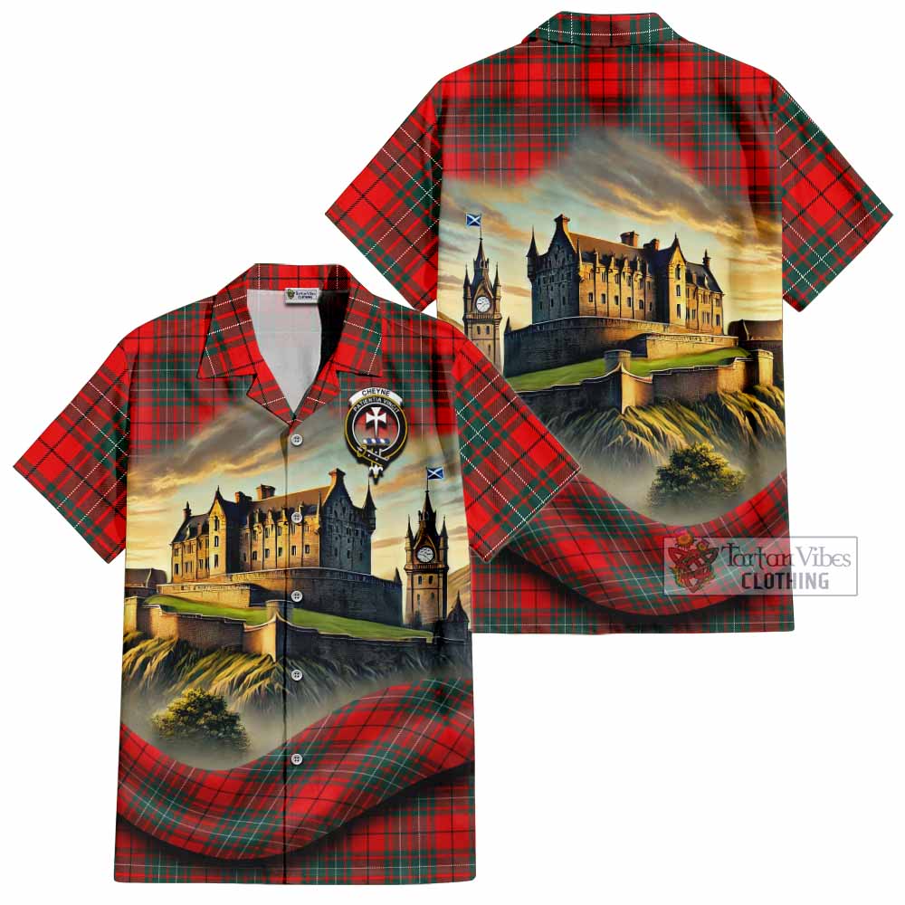 Cheyne Tartan Family Crest Hawaiian Shirt with Scottish Ancient Castle Style - Tartan Vibes Clothing