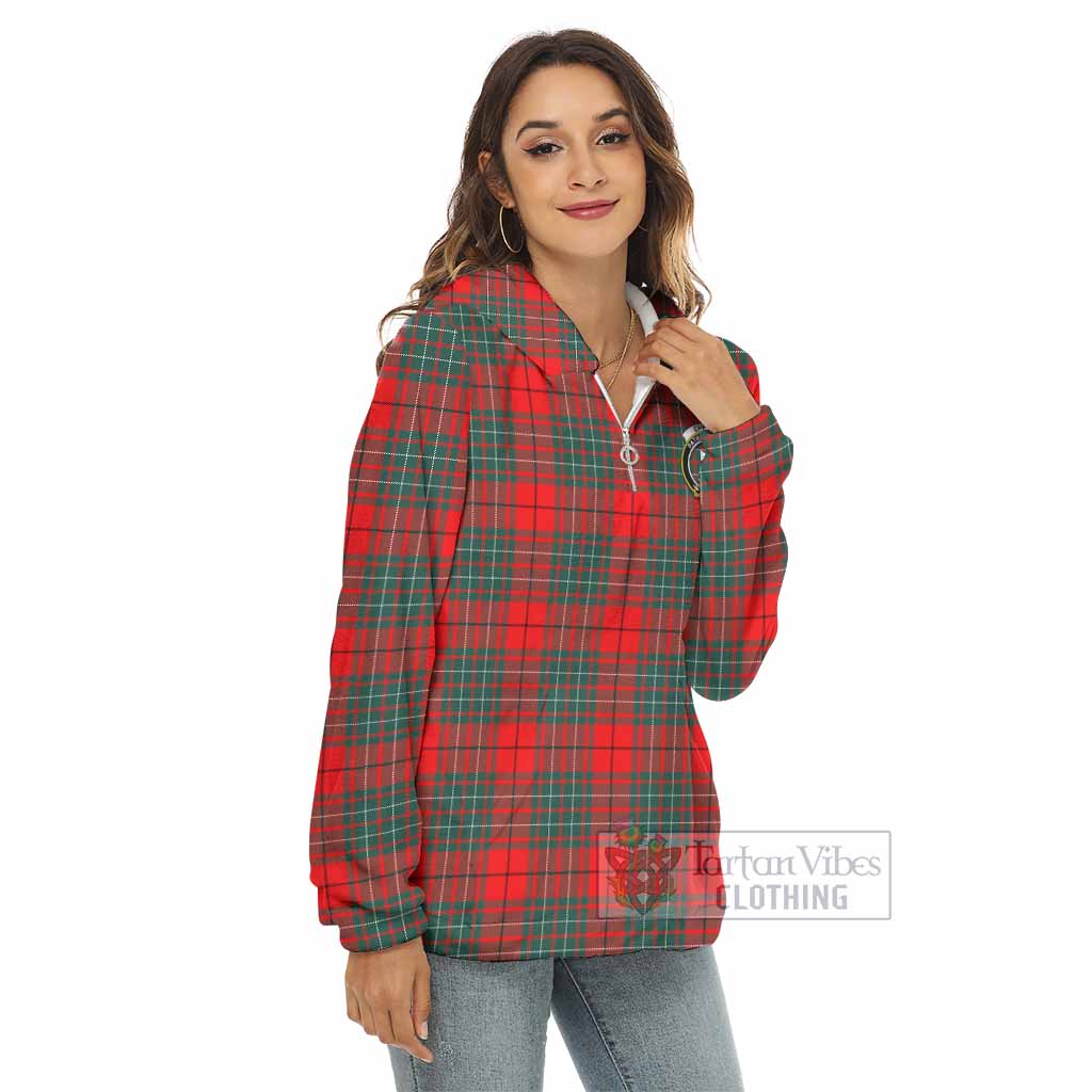 Tartan Vibes Clothing Cheyne Tartan Crest Women's Borg  Half Zip Fleece Hoodie