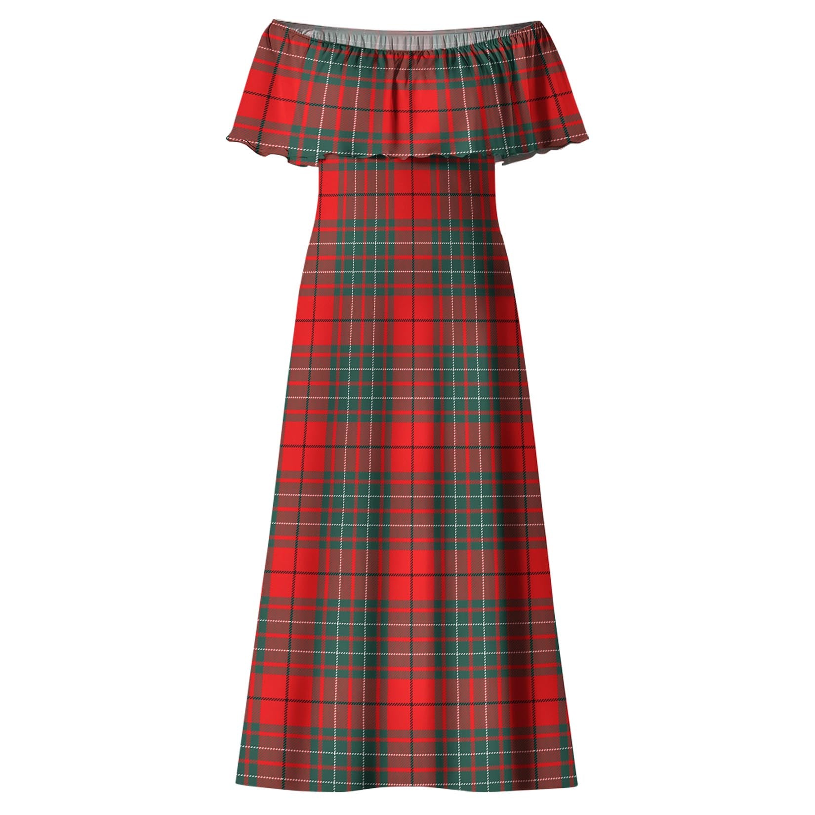 Cheyne Tartan Off Shoulder Long Dress - Tartanvibesclothing