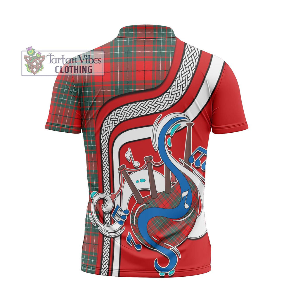 Cheyne Tartan Zipper Polo Shirt with Epic Bagpipe Style - Tartanvibesclothing Shop