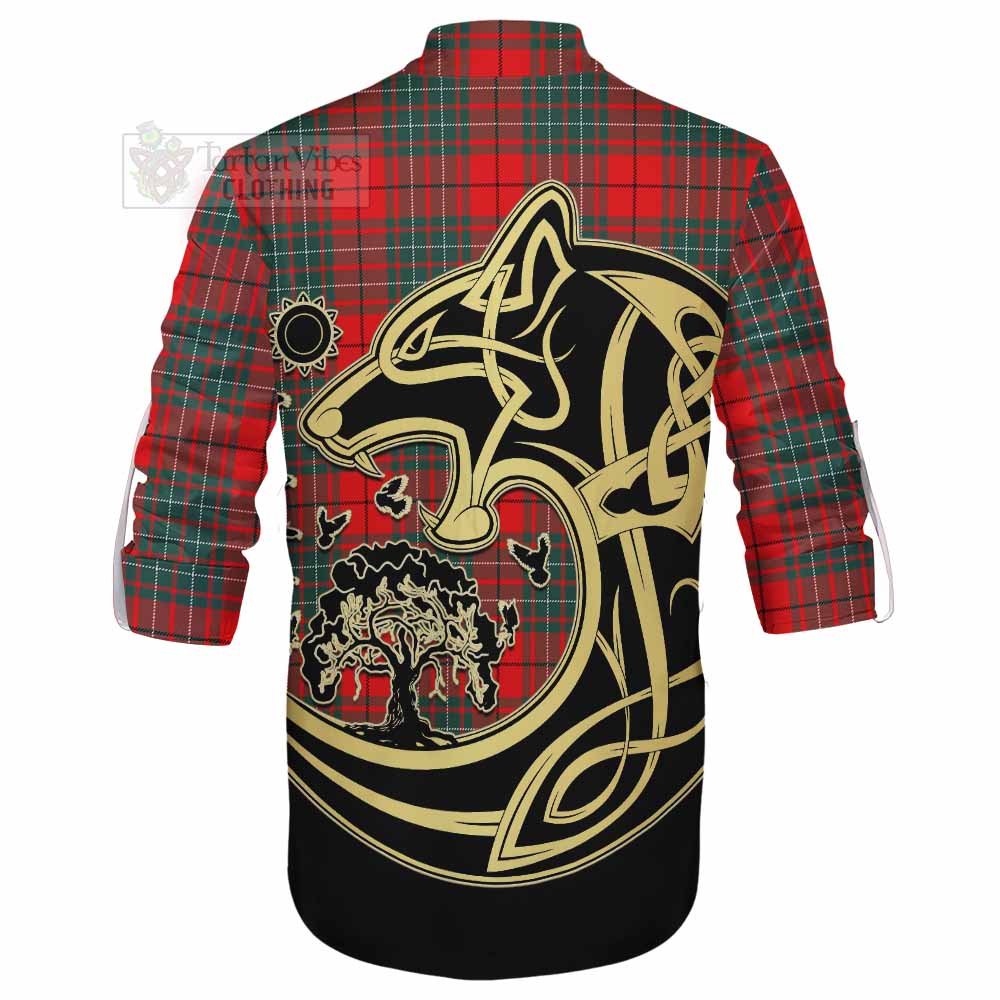 Tartan Vibes Clothing Cheyne Tartan Ghillie Kilt Shirt with Family Crest Celtic Wolf Style