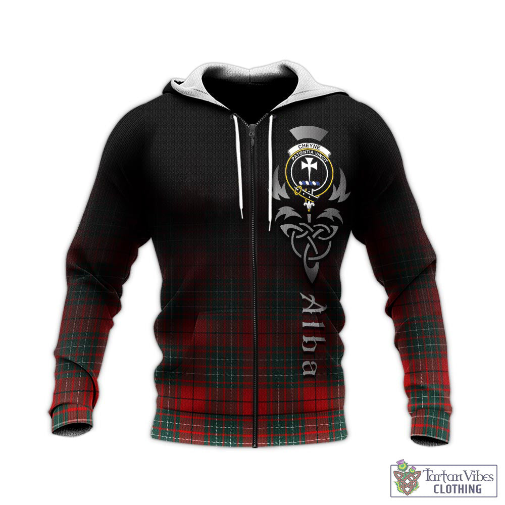 Tartan Vibes Clothing Cheyne Tartan Knitted Hoodie Featuring Alba Gu Brath Family Crest Celtic Inspired