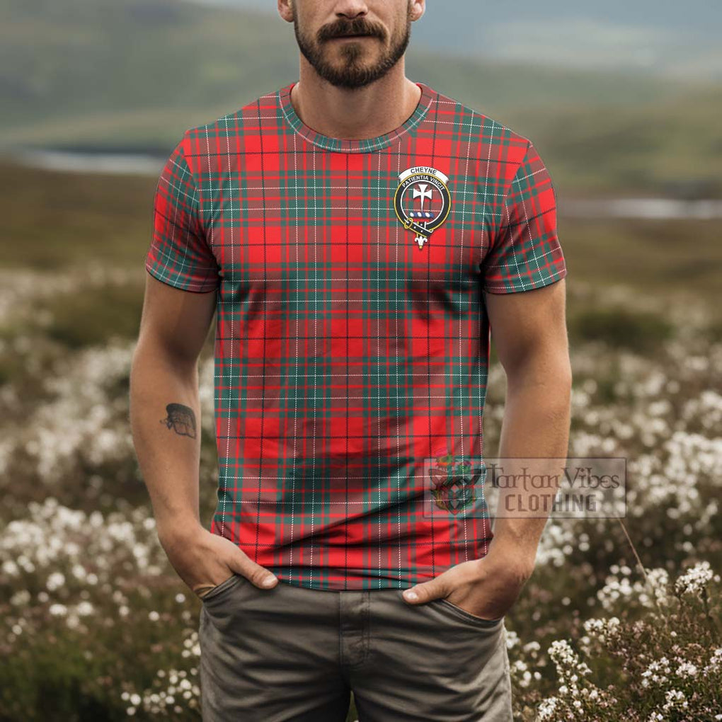 Tartan Vibes Clothing Cheyne Tartan T-Shirt with Family Crest and Bearded Skull Holding Bottles of Whiskey