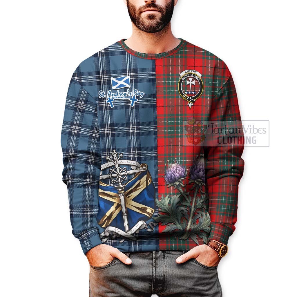 Tartan Vibes Clothing Cheyne Tartan Sweatshirt Happy St. Andrew's Day Half Tartan Style