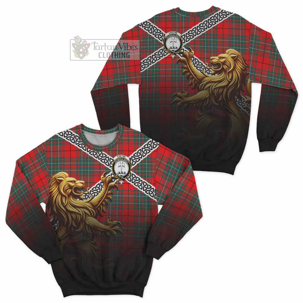 Cheyne Crest Tartan Sweatshirt with Golden Lion Emblem Celtic Style - Tartan Vibes Clothing