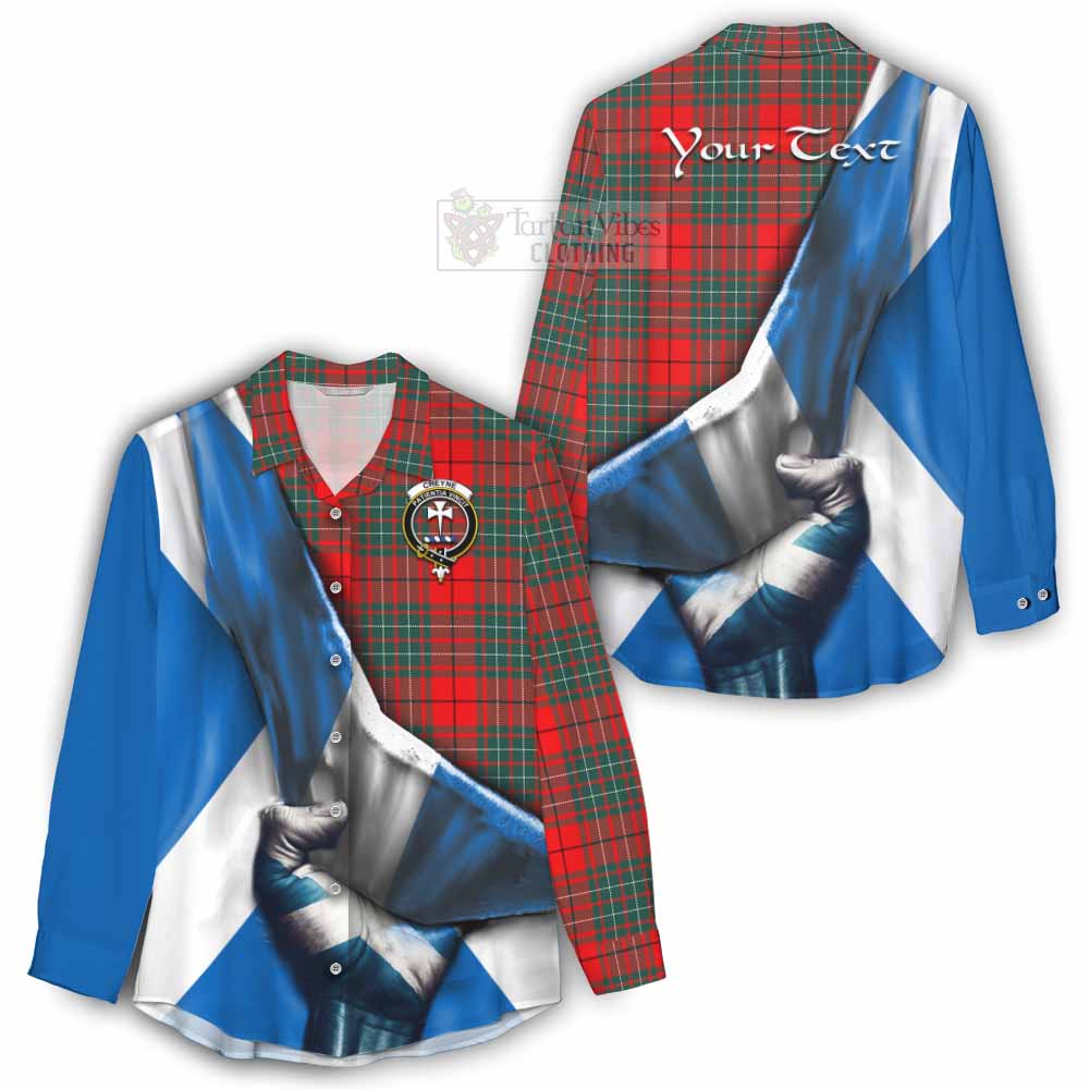 Tartan Vibes Clothing Cheyne Tartan Women's Casual Shirt with Family Crest Scotland Patriotic Style