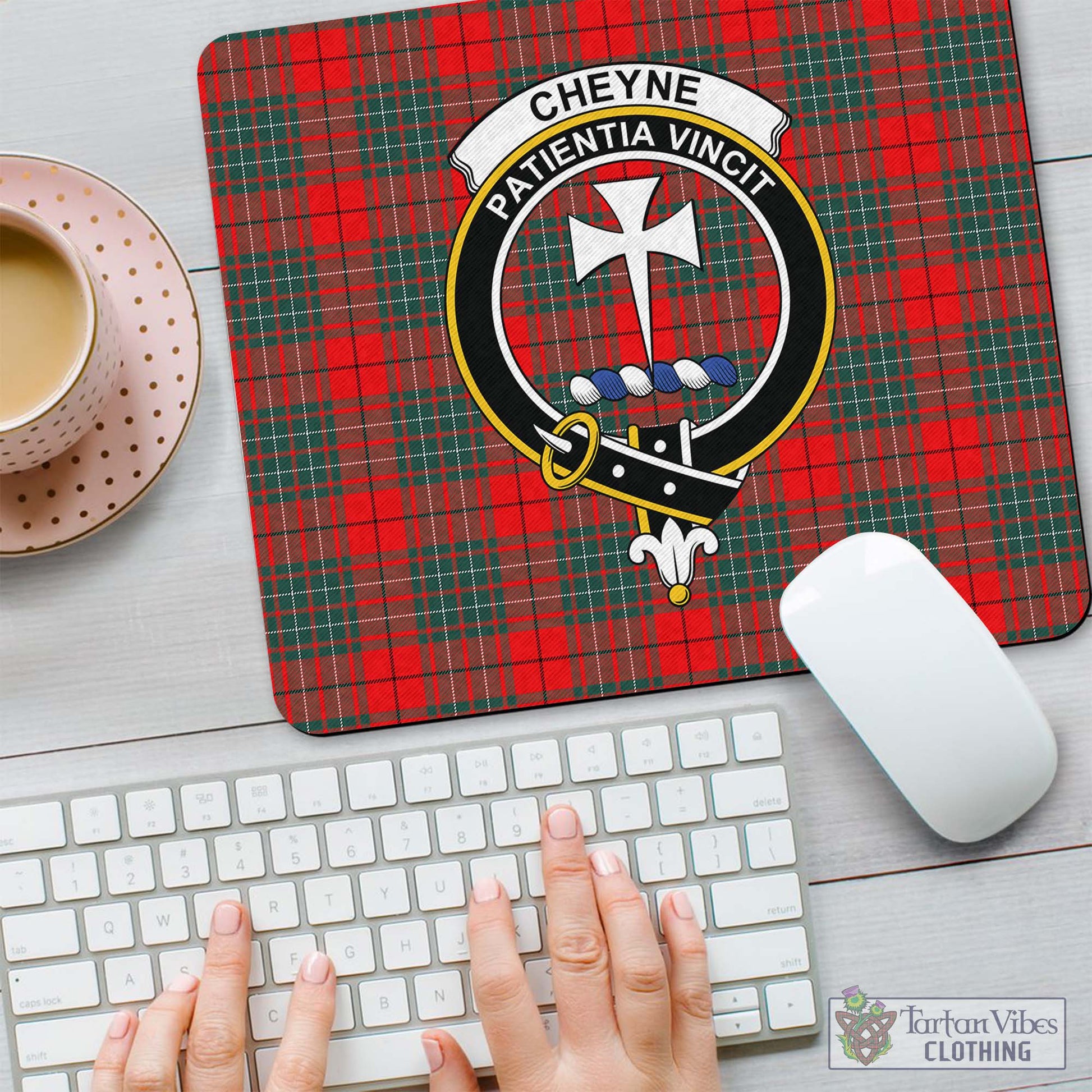 Tartan Vibes Clothing Cheyne Tartan Mouse Pad with Family Crest