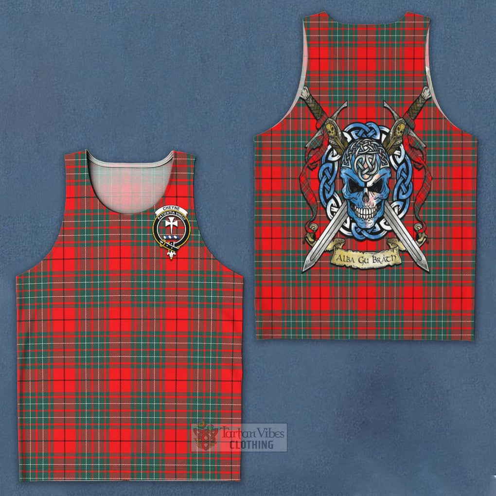 Tartan Vibes Clothing Cheyne Tartan Men's Tank Top with Family Crest Celtic Skull Style