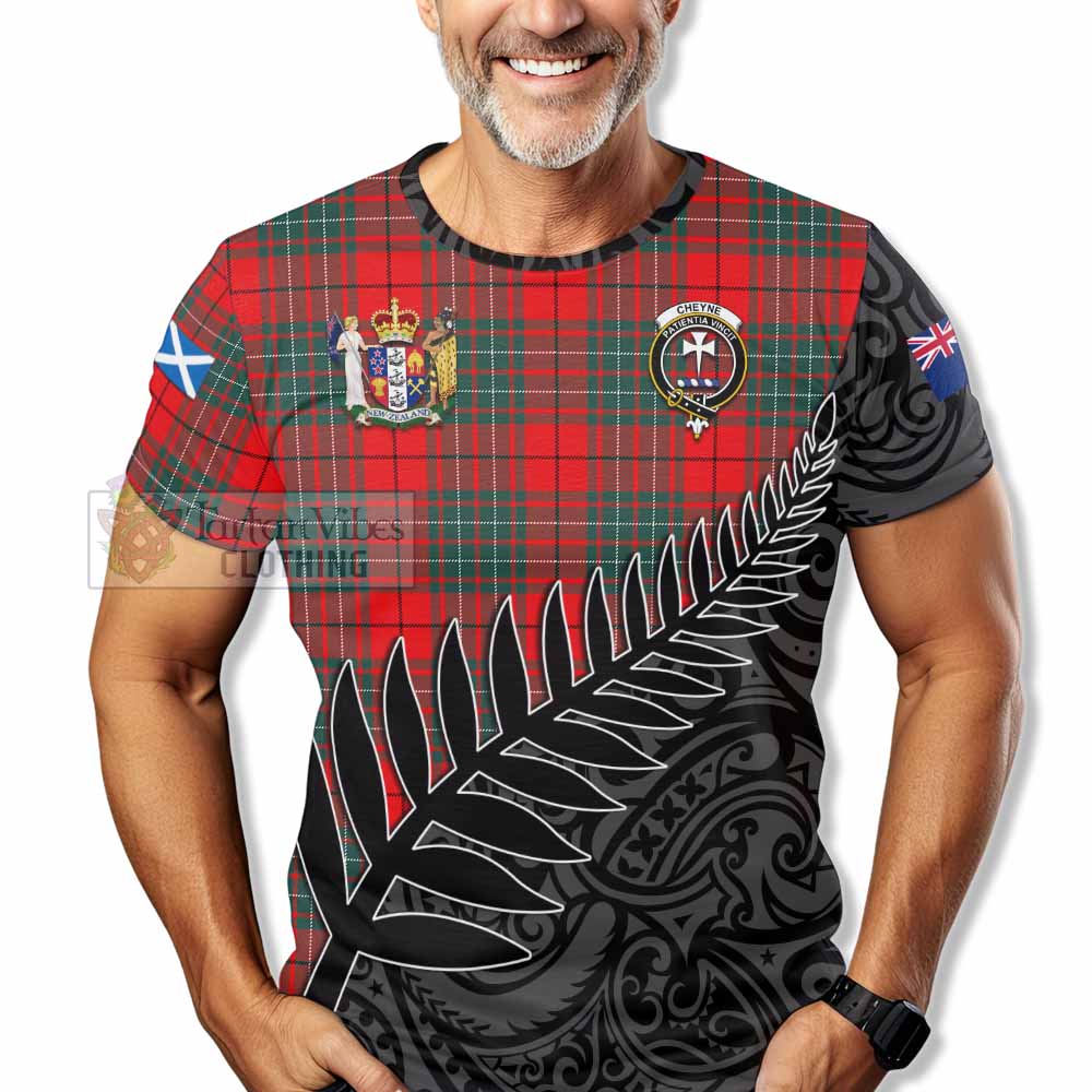 Tartan Vibes Clothing Cheyne Crest Tartan T-Shirt with New Zealand Silver Fern Half Style