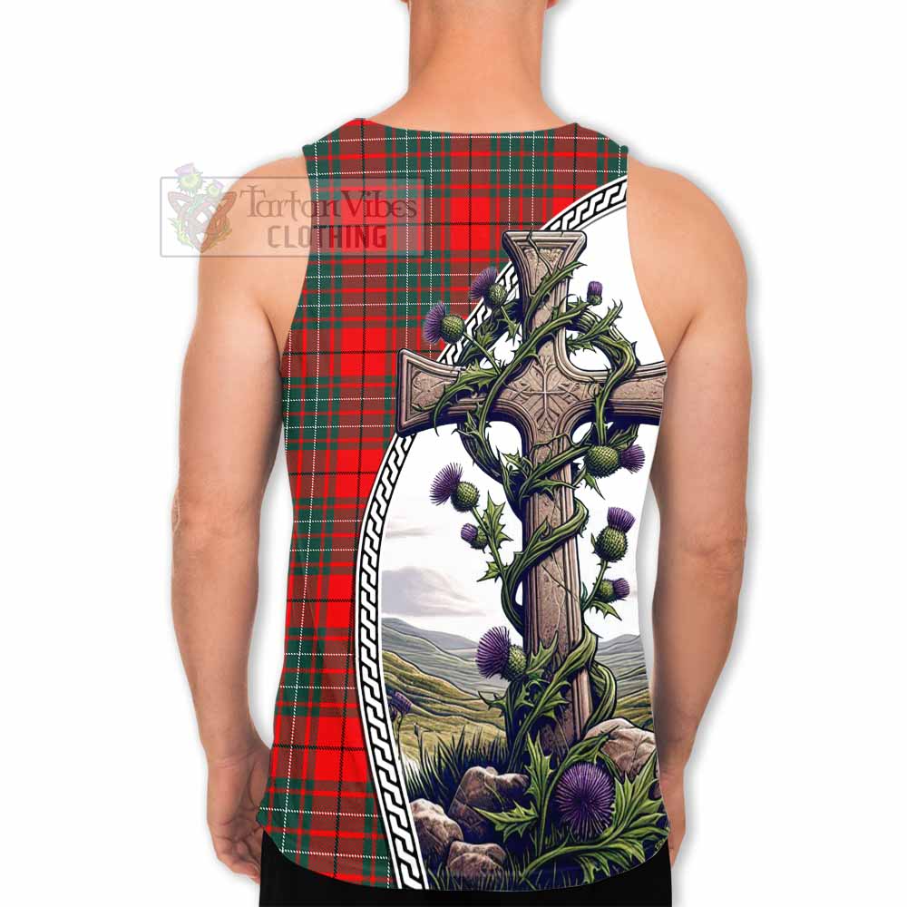 Tartan Vibes Clothing Cheyne Tartan Men's Tank Top with Family Crest and St. Andrew's Cross Accented by Thistle Vines