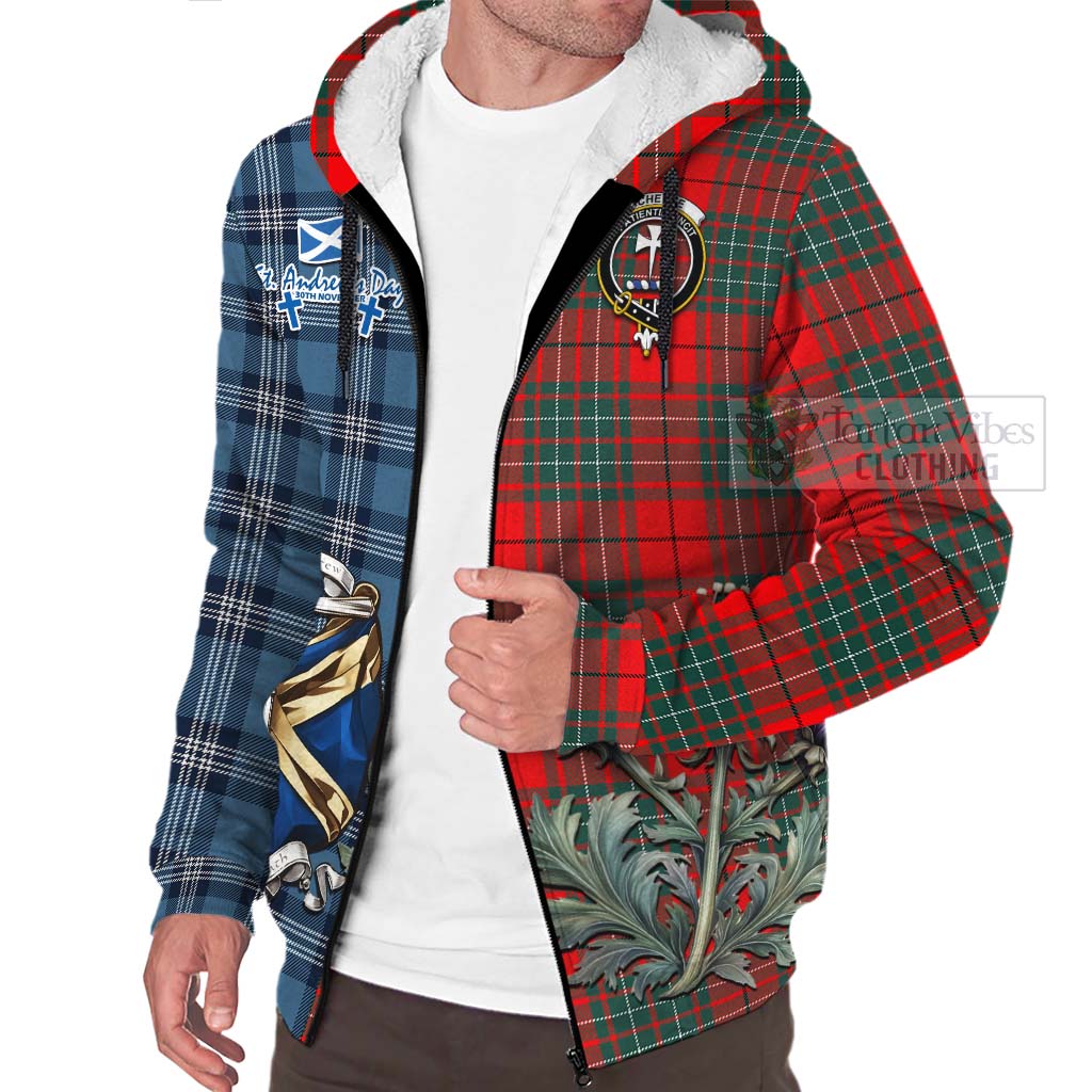 Tartan Vibes Clothing Cheyne Tartan Sherpa Hoodie Happy St. Andrew's Day Half Tartan Style