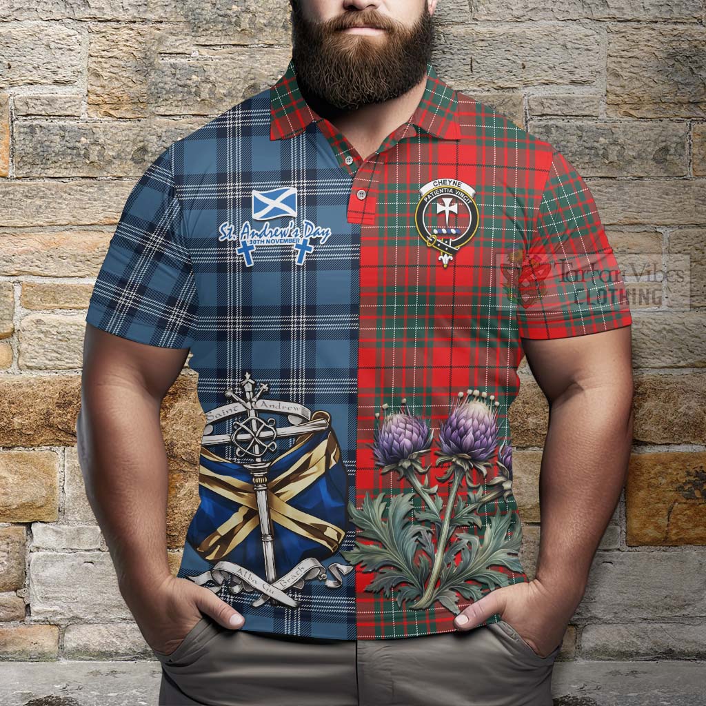 Tartan Vibes Clothing Cheyne Tartan Polo Shirt Happy St. Andrew's Day Half Tartan Style