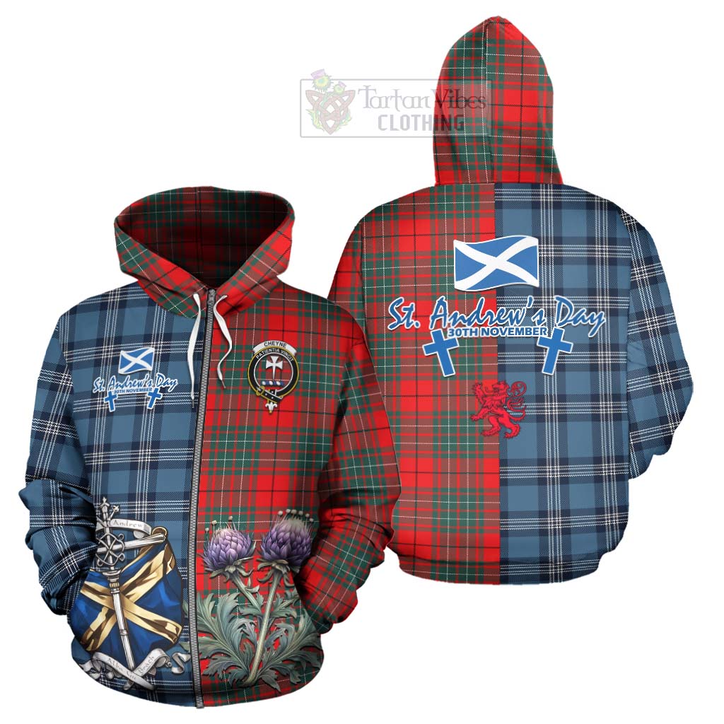 Tartan Vibes Clothing Cheyne Tartan Hoodie Happy St. Andrew's Day Half Tartan Style