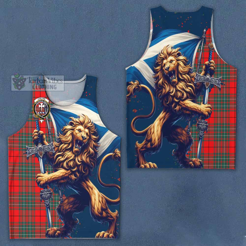 Tartan Vibes Clothing Cheyne Tartan Family Crest Men's Tank Top with Scottish Majestic Lion