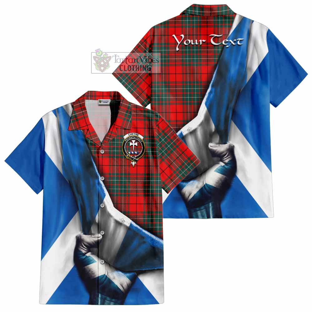 Tartan Vibes Clothing Cheyne Tartan Short Sleeve Button Shirt with Family Crest Scotland Patriotic Style