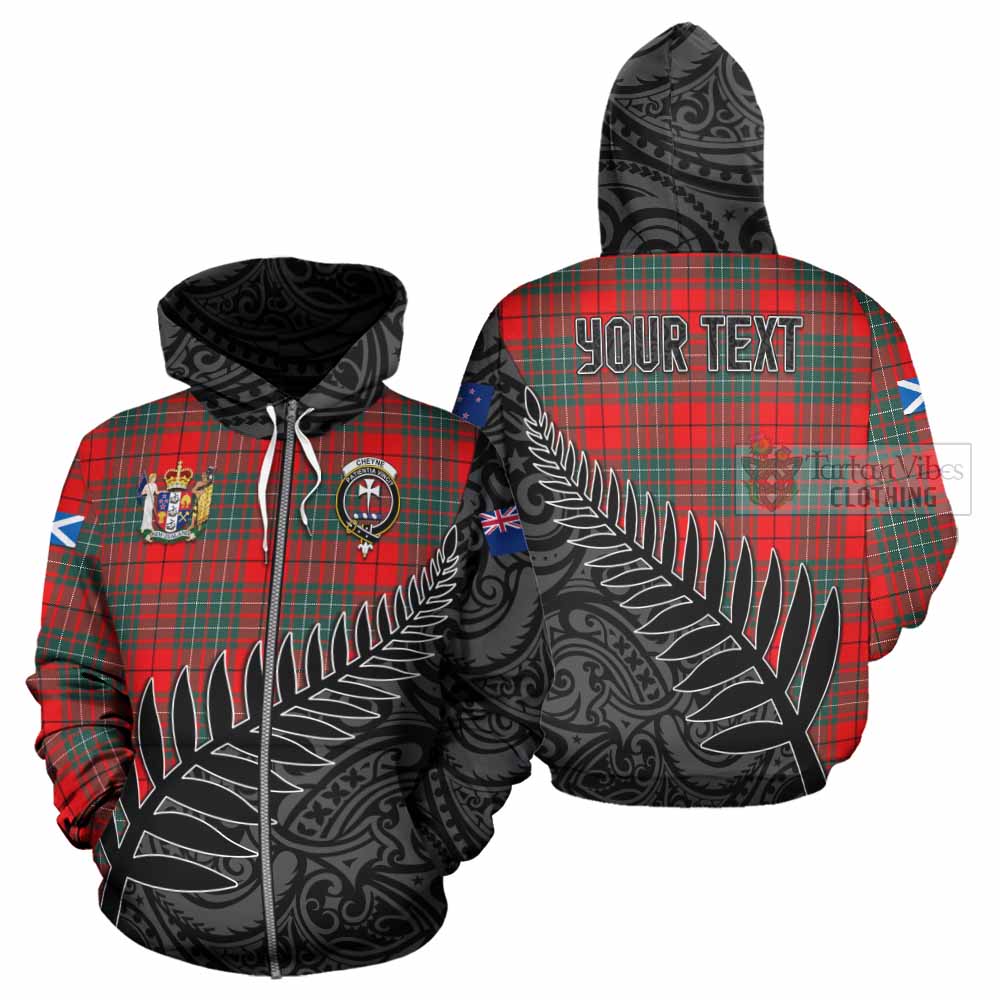 Tartan Vibes Clothing Cheyne Crest Tartan Hoodie with New Zealand Silver Fern Half Style