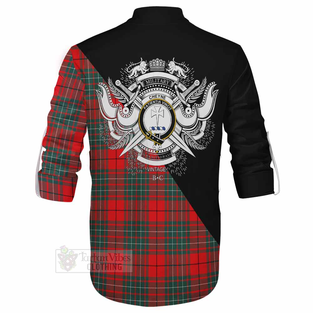 Tartan Vibes Clothing Cheyne Tartan Ghillie Kilt Shirt with Family Crest and Military Logo Style