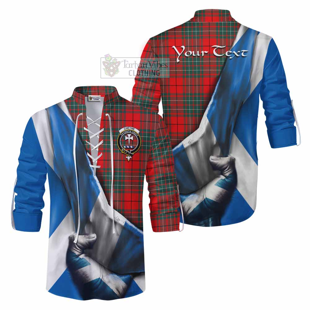 Tartan Vibes Clothing Cheyne Tartan Ghillie Kilt Shirt with Family Crest Scotland Patriotic Style