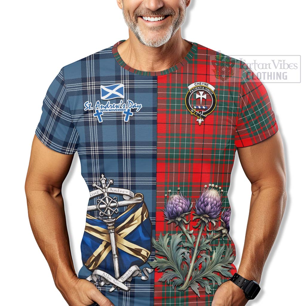 Tartan Vibes Clothing Cheyne Tartan T-Shirt Happy St. Andrew's Day Half Tartan Style