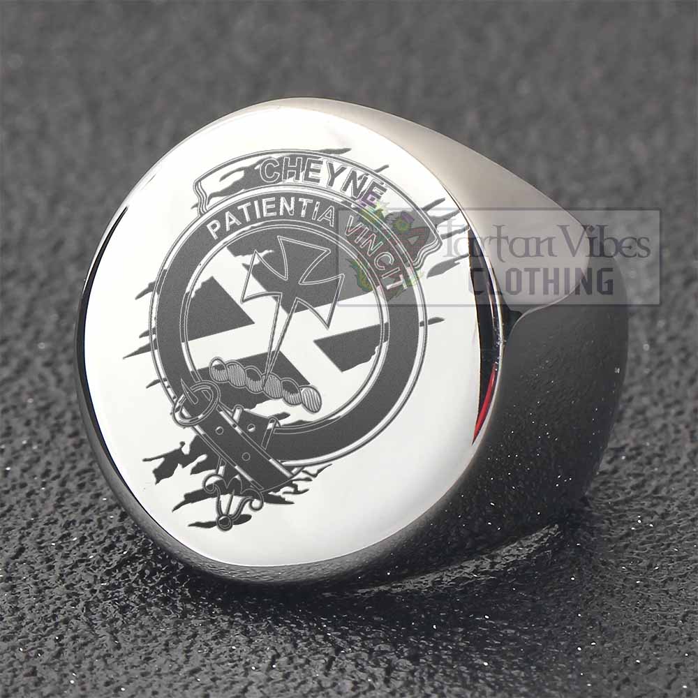 Tartan Vibes Clothing Cheyne Clan Crest Engraved Ring Scotland In Me Style