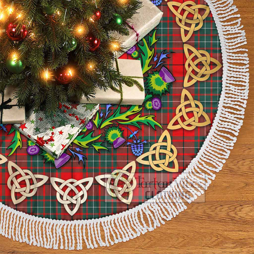 Tartan Vibes Clothing Cheyne Tartan Christmas Tree Skirt with Thistle Celtic Knot Style