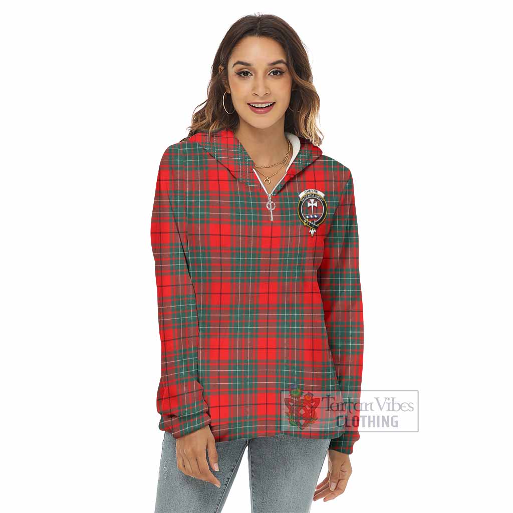 Tartan Vibes Clothing Cheyne Tartan Crest Women's Borg  Half Zip Fleece Hoodie