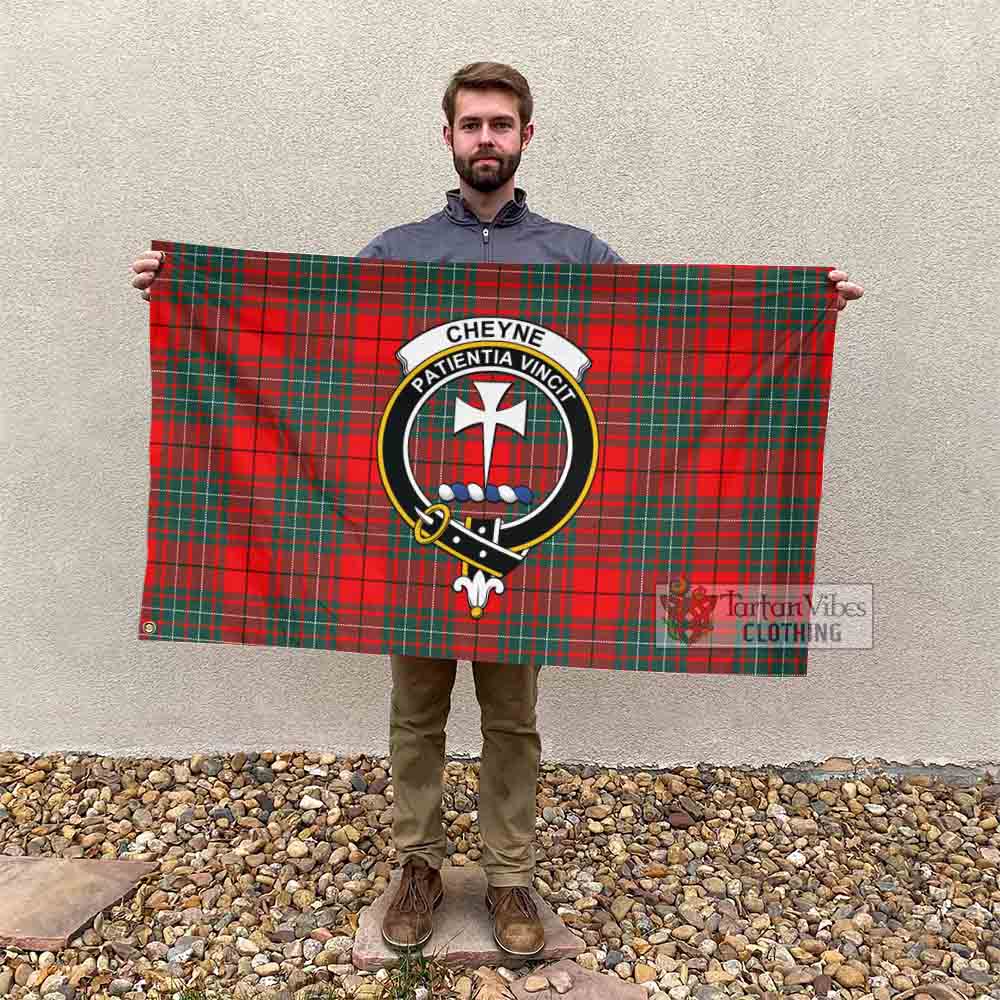 Tartan Vibes Clothing Cheyne Tartan House Flag with Family Crest