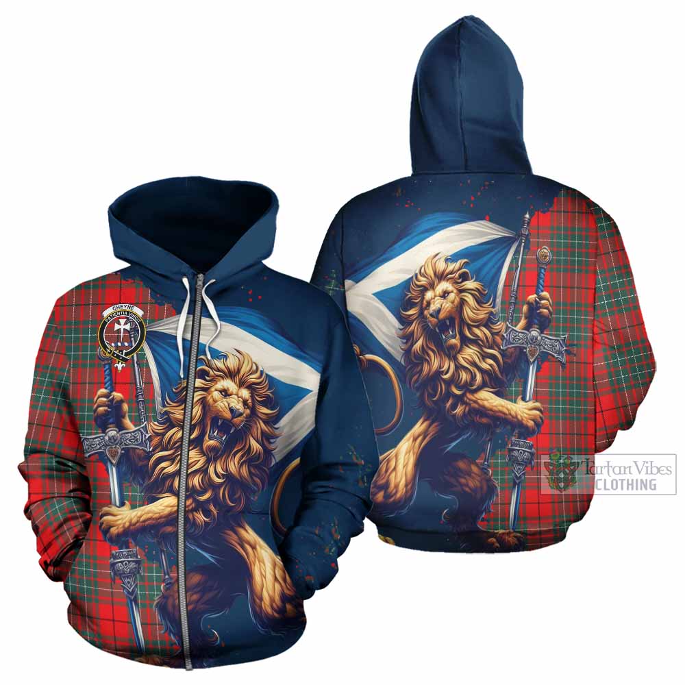 Cheyne Tartan Family Crest Hoodie with Scottish Majestic Lion