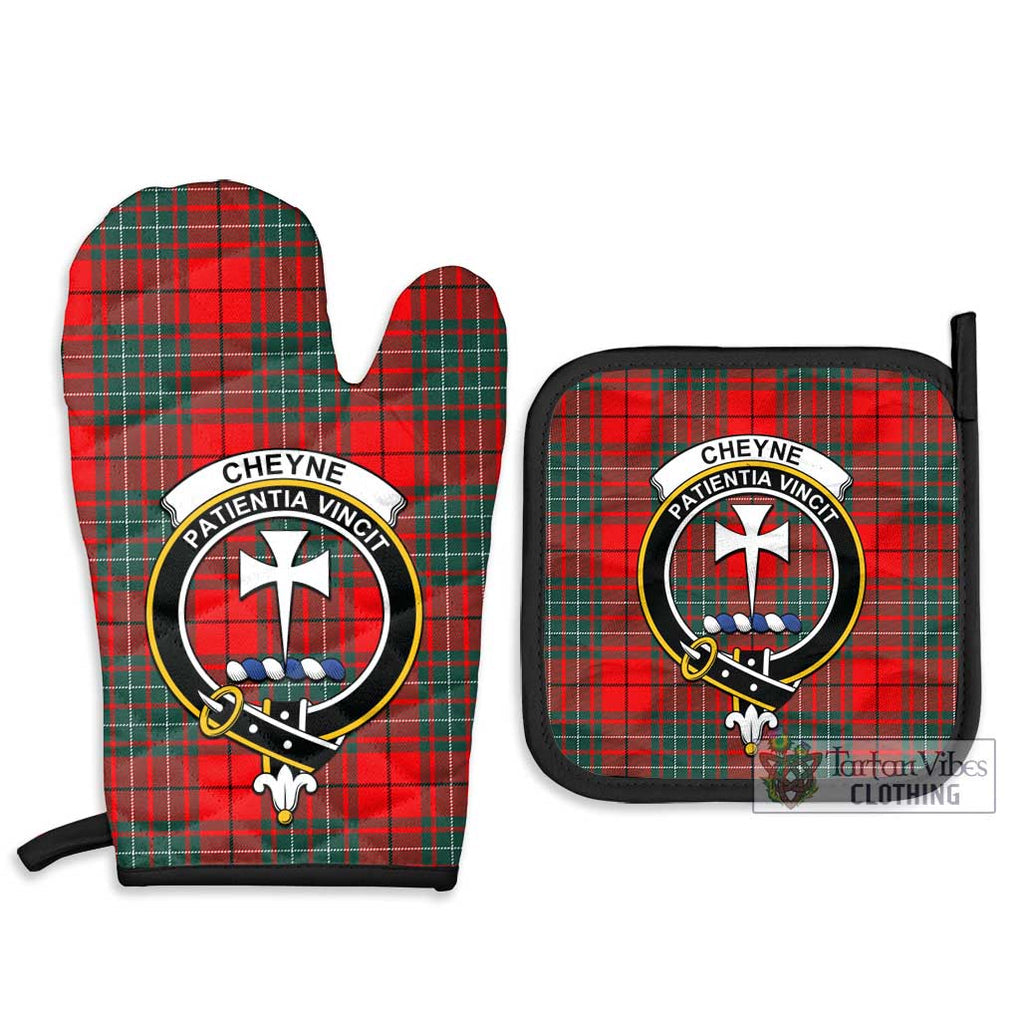 Cheyne Tartan Combo Oven Mitt & Pot-Holder with Family Crest Combo 1 Oven Mitt & 2 Pot-Holder Black - Tartan Vibes Clothing