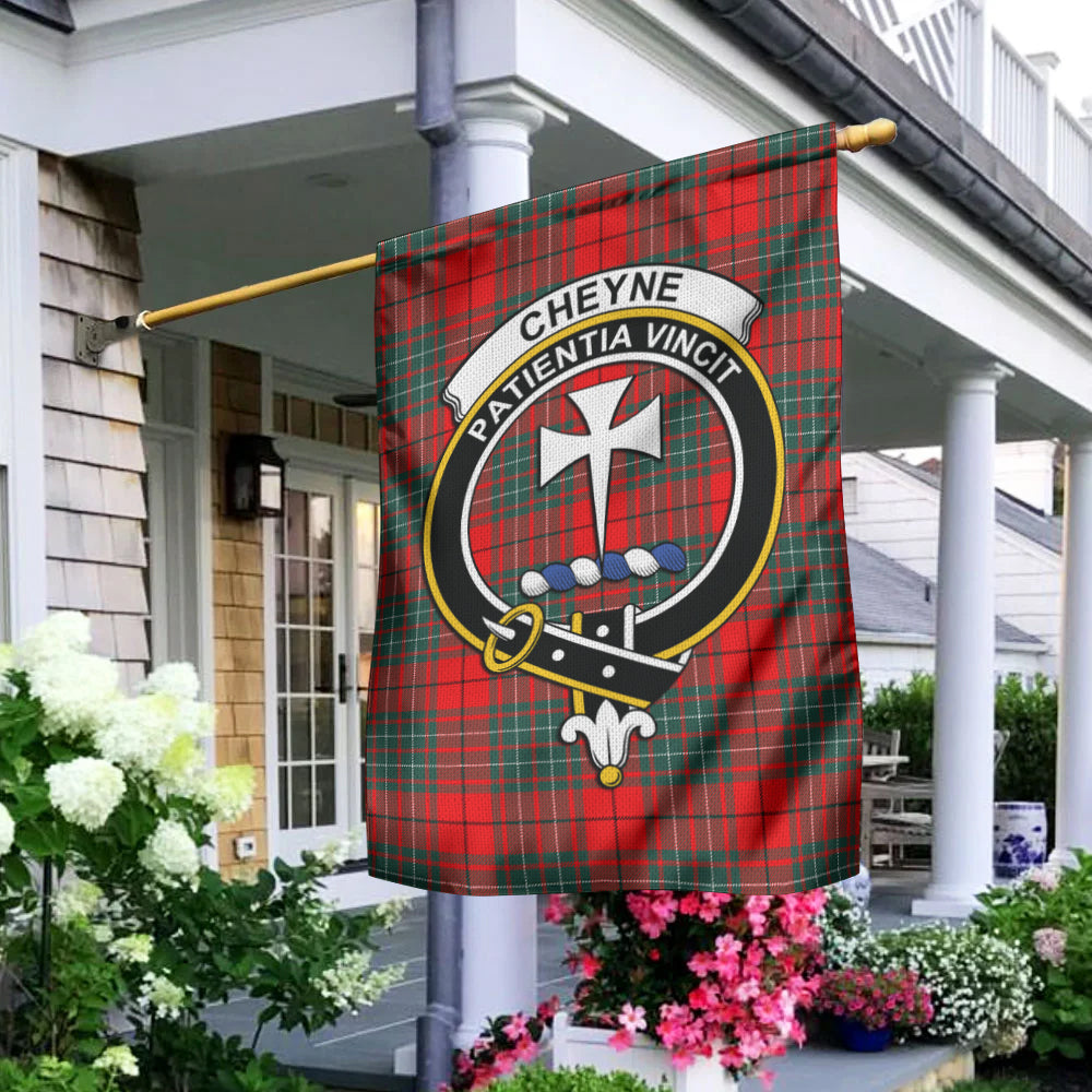 cheyne-tartan-flag-with-family-crest