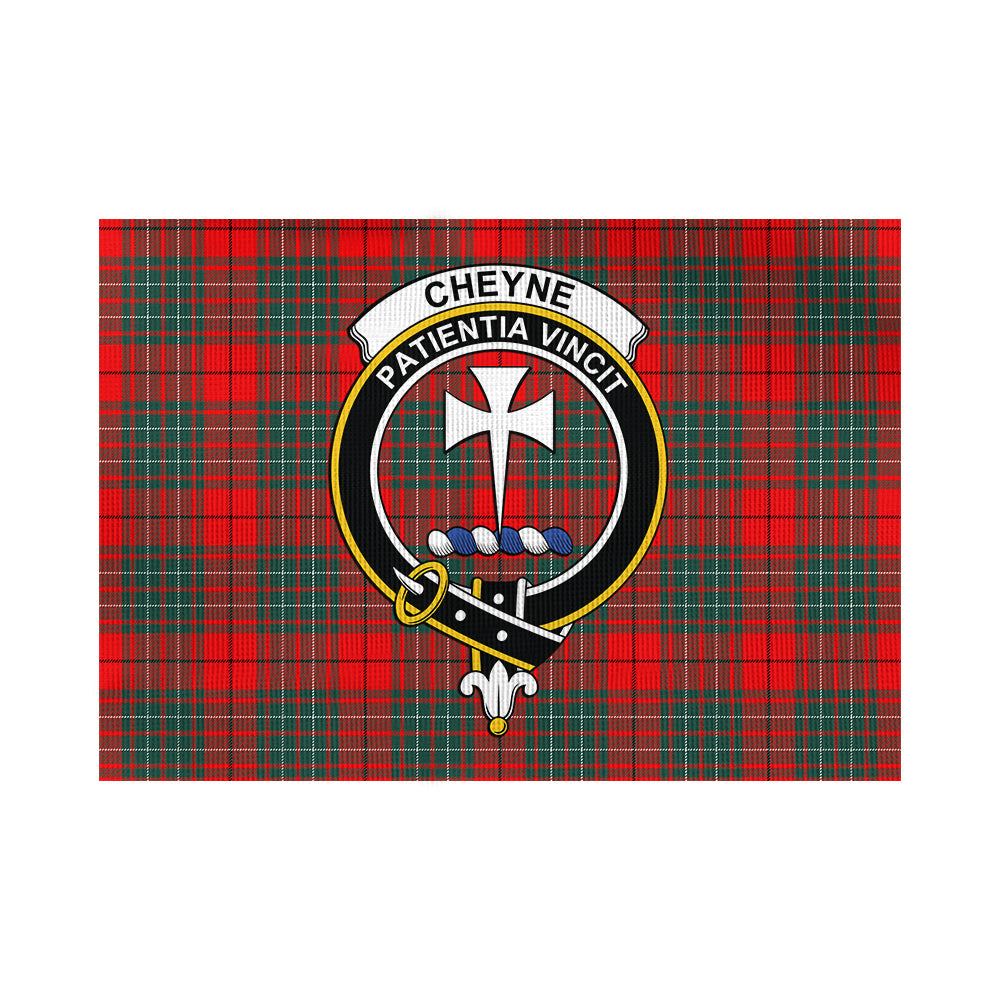 cheyne-tartan-flag-with-family-crest