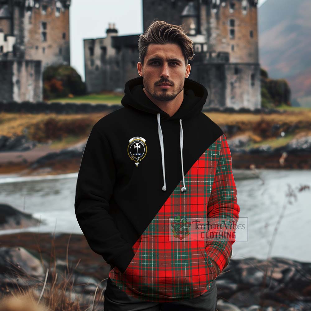 Tartan Vibes Clothing Cheyne Tartan Cotton Hoodie with Family Crest and Military Logo Style