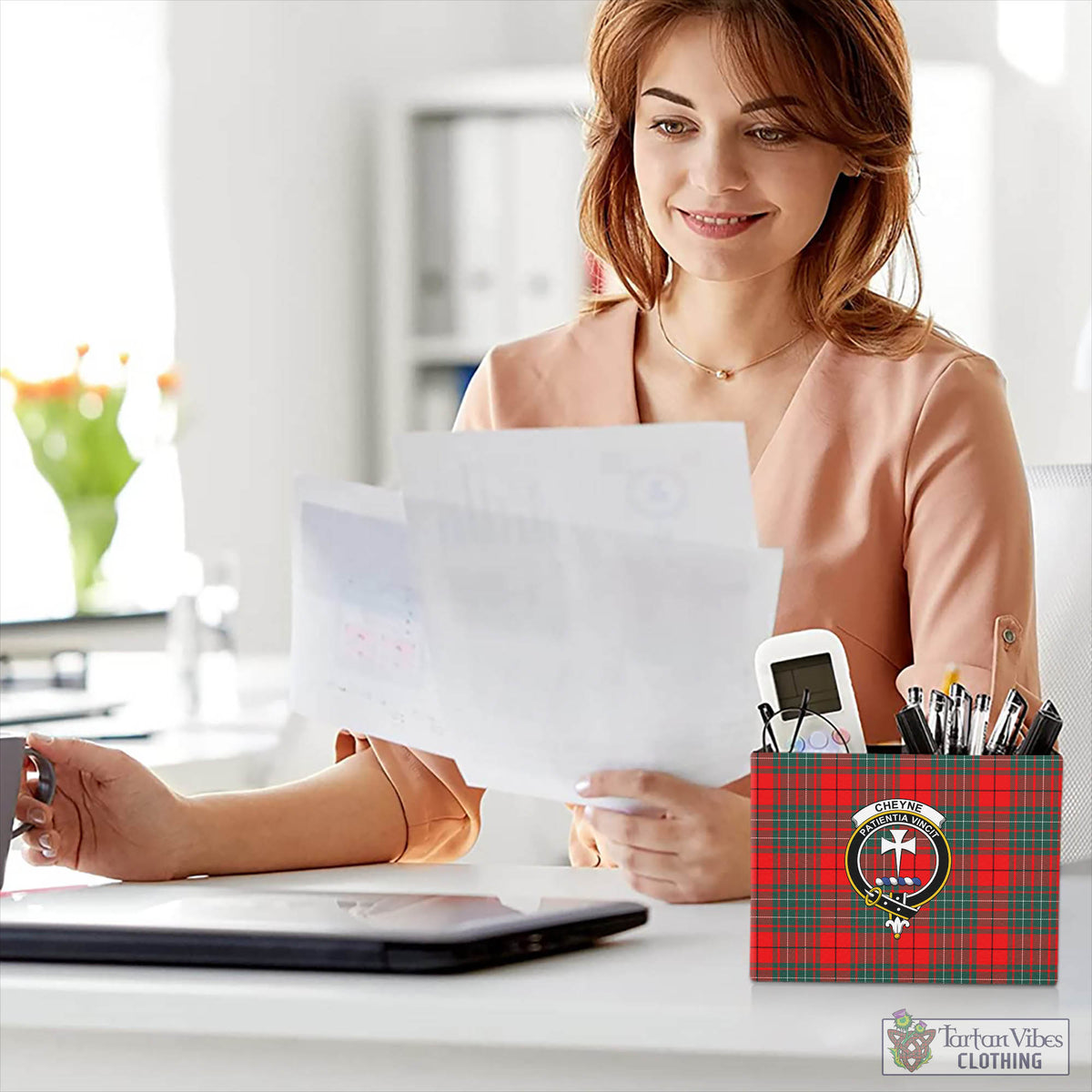 Cheyne Tartan Pen Holder with Family Crest - Tartan Vibes Clothing