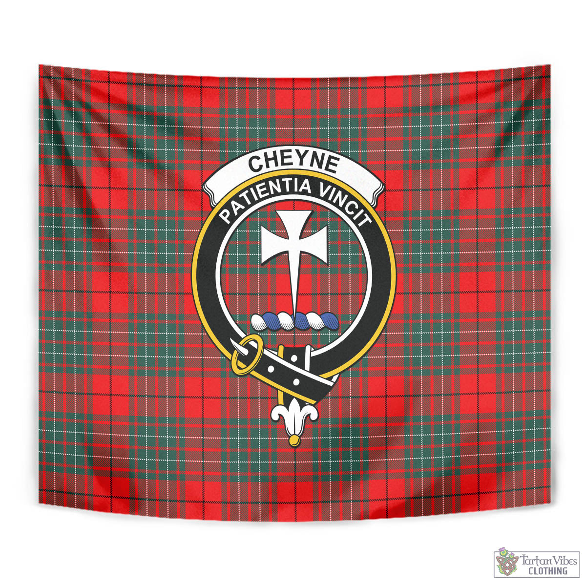 Tartan Vibes Clothing Cheyne Tartan Tapestry Wall Hanging and Home Decor for Room with Family Crest