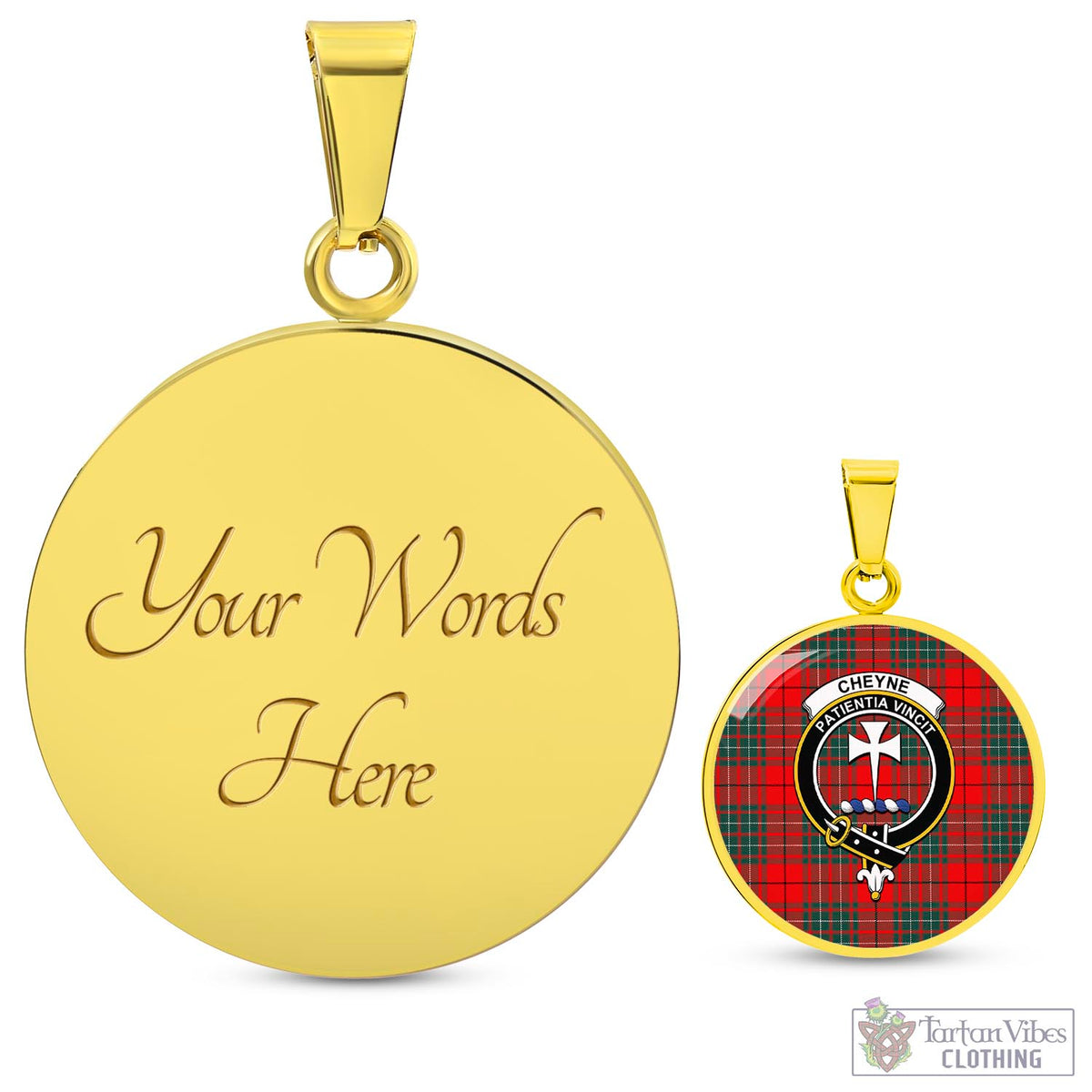 Cheyne Tartan Circle Necklace with Family Crest Luxury Necklace (Gold) Yes - Tartan Vibes Clothing