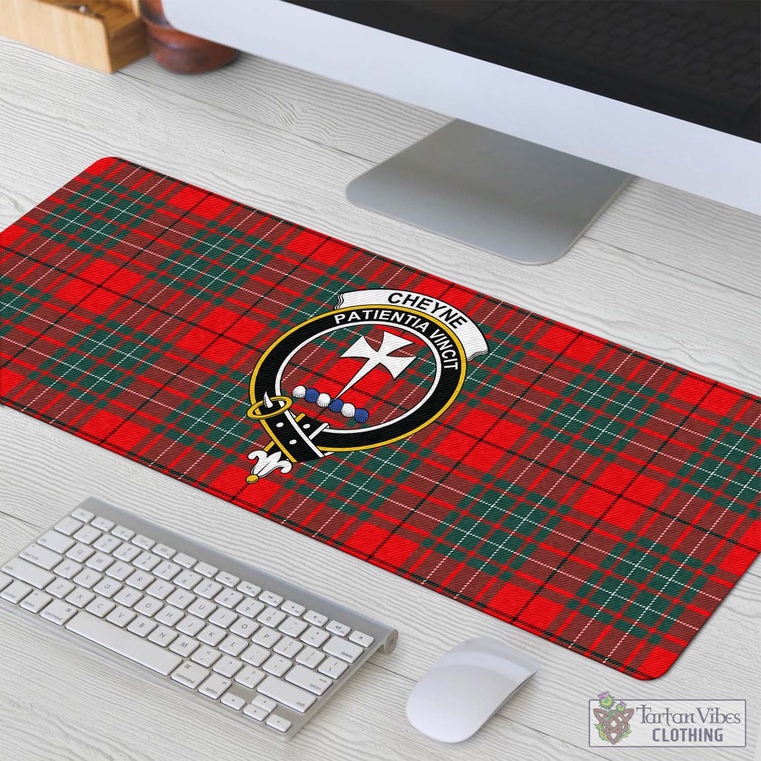 Tartan Vibes Clothing Cheyne Tartan Mouse Pad with Family Crest