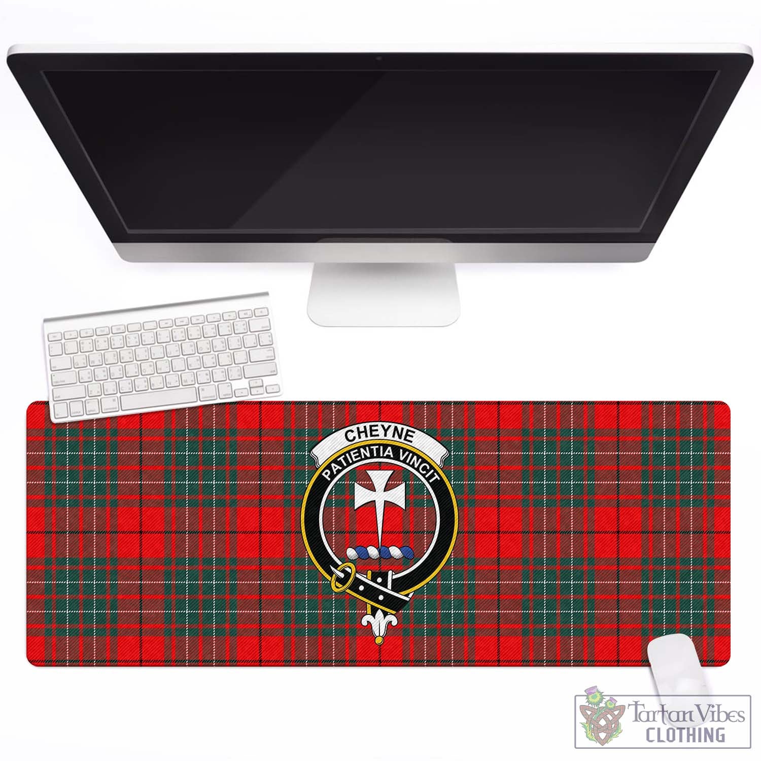 Tartan Vibes Clothing Cheyne Tartan Mouse Pad with Family Crest