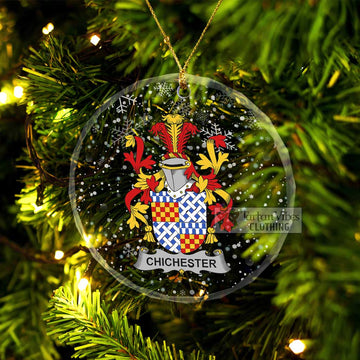 Chichester Irish Clan Christmas Glass Ornament with Coat of Arms