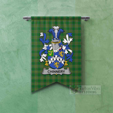 Chinnery Irish Clan Tartan Gonfalon, Tartan Banner with Coat of Arms Fishtail - Tartan Vibes Clothing