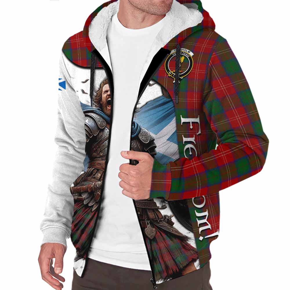 Tartan Vibes Clothing Chisholm Crest Tartan Sherpa Hoodie Inspired by the Freedom of Scottish Warrior