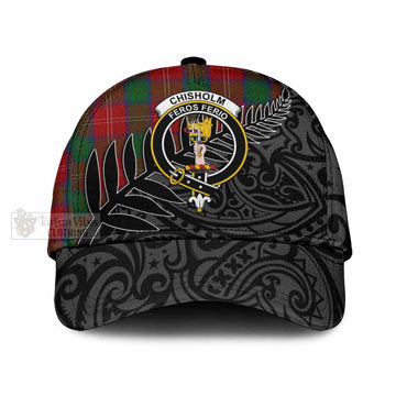 Chisholm Crest Tartan Classic Cap with New Zealand Silver Fern Half Style