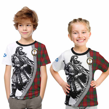 Chisholm Tartan Clan Crest Kid T-Shirt with Highlander Warrior Celtic Style