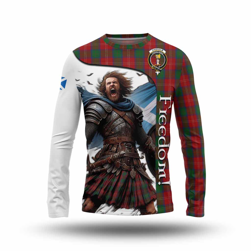 Tartan Vibes Clothing Chisholm Crest Tartan Long Sleeve T-Shirt Inspired by the Freedom of Scottish Warrior