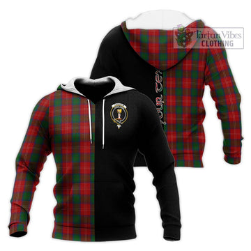 Chisholm Tartan Knitted Hoodie with Family Crest and Half Of Me Style