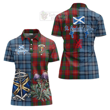 Chisholm Tartan Women's Polo Shirt Happy St. Andrew's Day Half Tartan Style