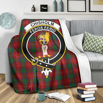 Chisholm Tartan Blanket with Family Crest