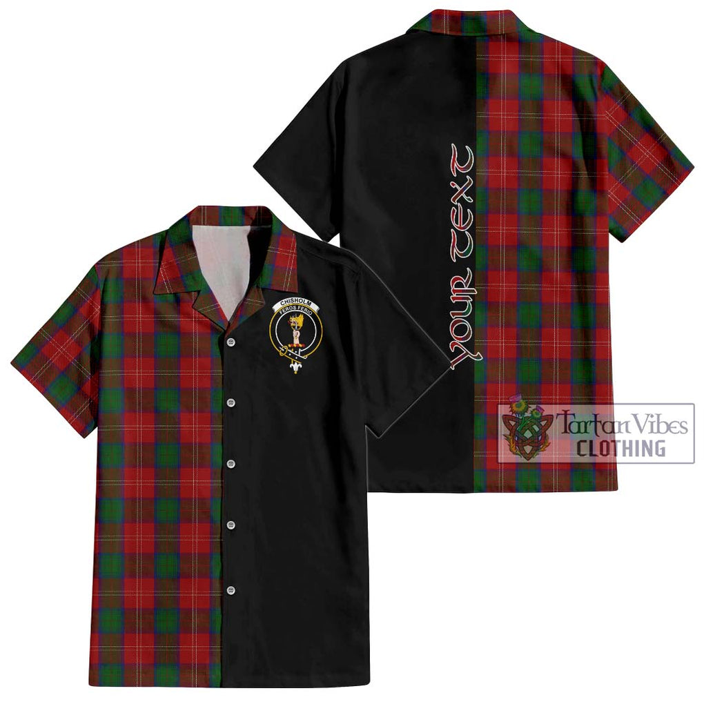 Chisholm Tartan Short Sleeve Button Shirt with Family Crest and Half Of Me Style Kid - Tartanvibesclothing Shop