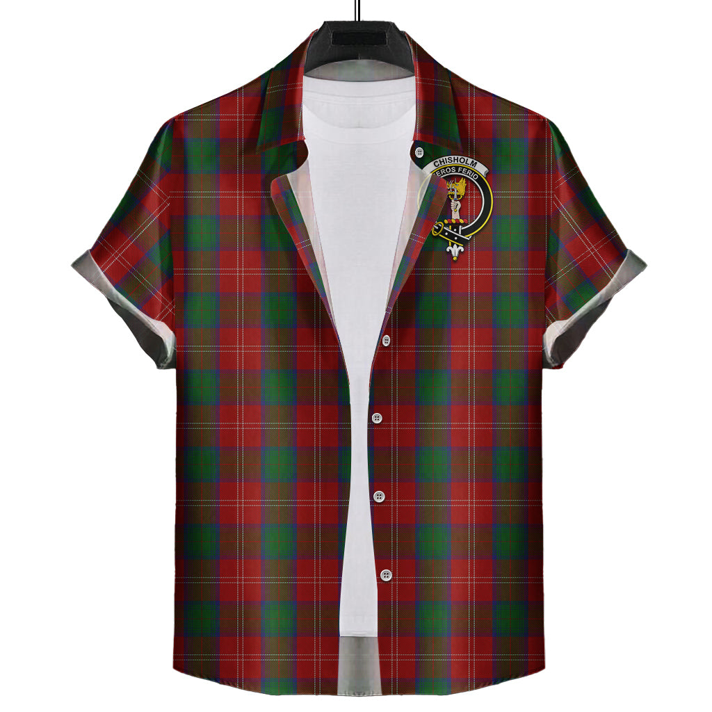 chisholm-tartan-short-sleeve-button-down-shirt-with-family-crest