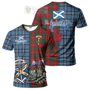 Chisholm Tartan T-Shirt Happy St. Andrew's Day Half Tartan Style